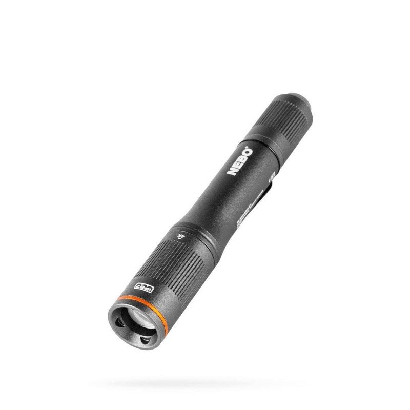 Compact Nebo Columbo flashlight with 100 lumens, adjustable zoom, three modes, and durable waterproof design.