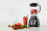 Sleek black Sunbeam Two Way Blender with 2L Tritan jug, 7 functions, and unique two-way spinning for versatile blending.