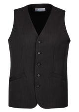 Stylish black longline vest for men, featuring 5-button front, breathable fabric, and functional pockets for versatile wear.