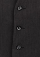 Men's Longline Vest in Navy from Biz Collection, featuring a five-button front, external pockets, and a hip-length design.