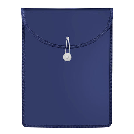 Navy top load file for A4 documents, expandable gusset holds 600 sheets, features bungee cord closure and durable design.