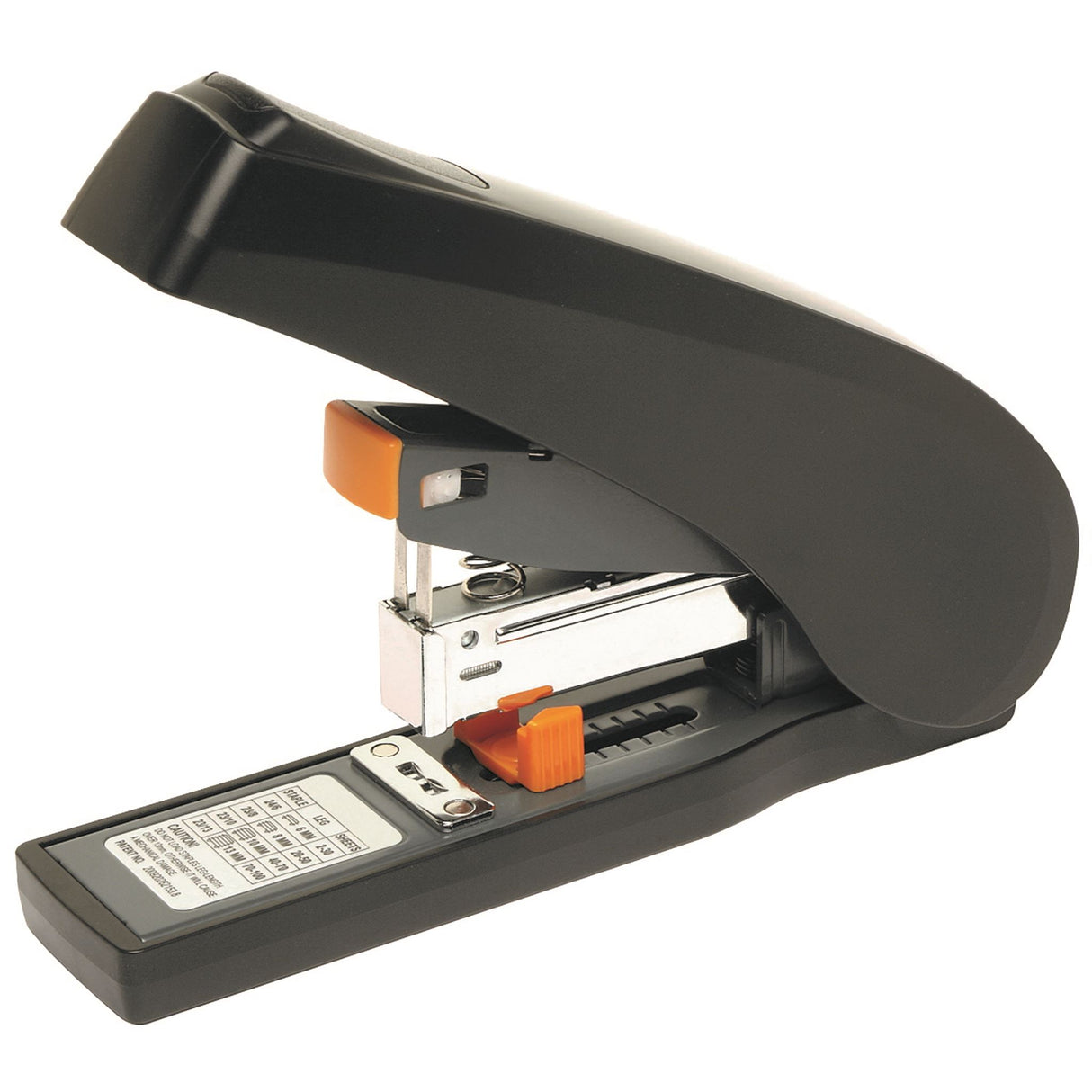 Marbig Lowforce Heavy Duty Stapler in black, staples up to 100 sheets with low force, ideal for offices and home use.