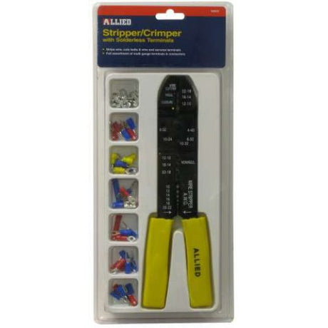 Crimping Tool Kit #90543 with 50 pieces for precise wiring, includes crimping tool, wire strippers, and assorted terminals.