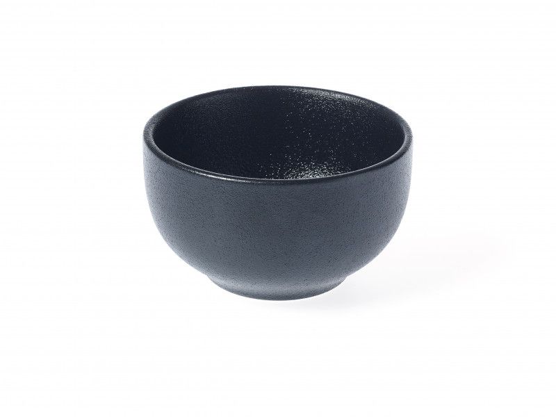 Set of 6 elegant black round porcelain bowls, 12.5x7cm, ideal for modern dining and versatile food presentation.