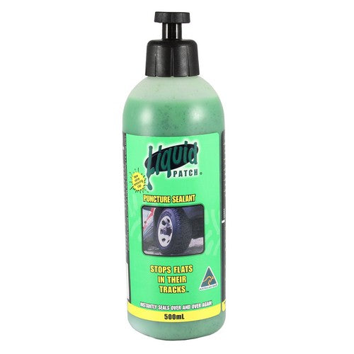 Liquid Patch Tyre Repair 500ml seals punctures up to 6mm in tube and tubeless tyres, ensuring reliability and longevity.