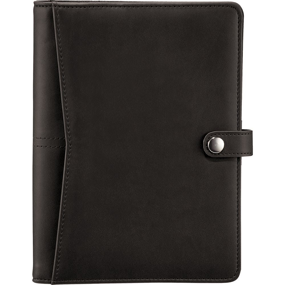 Stylish Pedova ETech Jr. Padfolio holding a tablet, featuring adjustable brackets and elastic pen loop for on-the-go convenience.