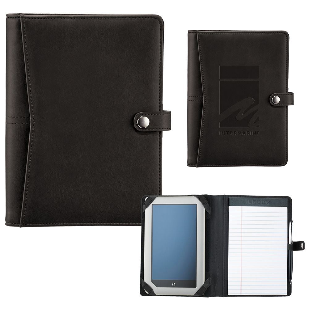 Stylish Pedova ETech Jr. Padfolio with adjustable tablet holder, elastic pen loop, and lined writing pad for on-the-go convenience.