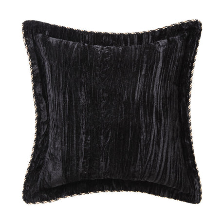 Filled Cushion - Venetian Night Square in crushed velvet with decorative braid and tassel trims, perfect for stylish home decor.