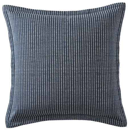 Elegant Boyd Ink Blue European pillowcase with slate blue and silver stripes, featuring a 3cm self-flange for a modern touch.