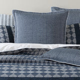 Luxurious Boyd Ink Blue European Pillowcase with stylish slate blue and silver grey stripes, featuring a 3cm self-flange.