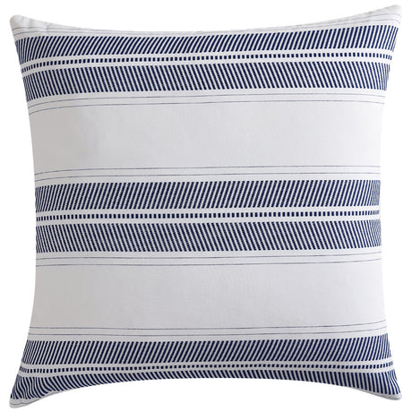 Elegant Cadet Navy European pillowcase with textured stripes, perfect for stylish summer bedroom decor.