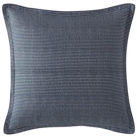 Elegant Mason Indigo European Pillowcase with geometric patterns in indigo and grey for a modern, masculine bedroom decor.