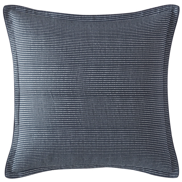 Elegant Mason Indigo European Pillowcase with geometric patterns in indigo and grey for a modern, masculine bedroom decor.