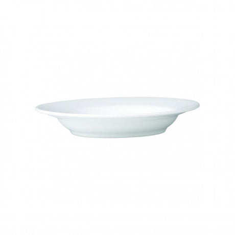 Set of 12 Royal Porcelain bowls, 235mm, smooth white finish, durable, scratch/chip resistant, perfect for pasta and soup.