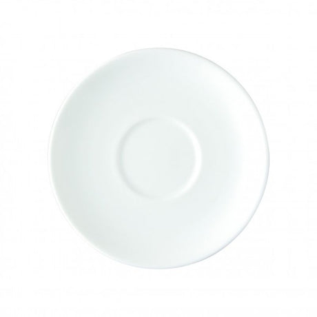 Set of 12 Royal Porcelain Chelsea saucers, 150mm, with a brilliant white finish, durable and scratch-resistant, ideal for dining.