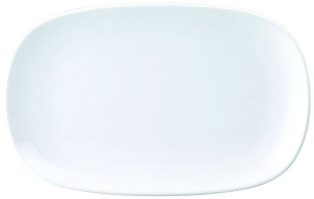 Set of 12 Royal Porcelain Rectangular Platters, durable with a smooth white finish, perfect for elegant dining occasions.