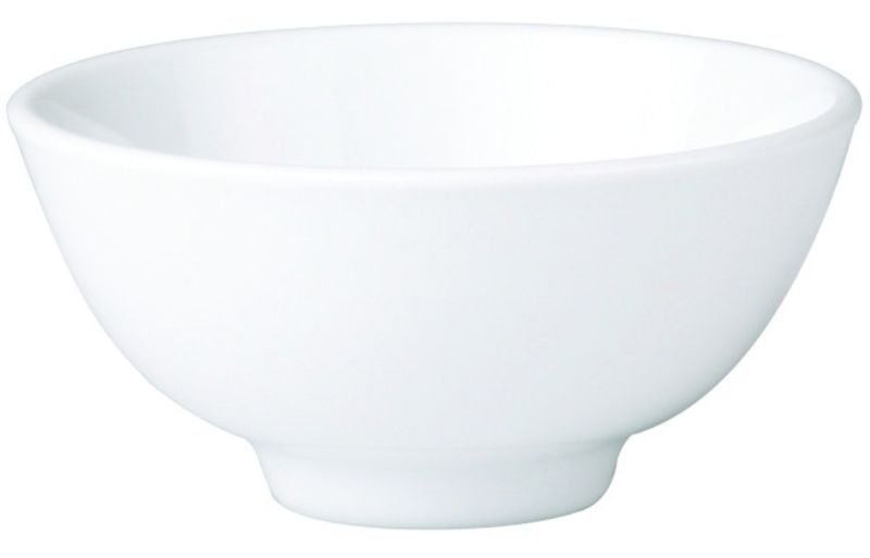 Set of 12 Royal Porcelain bowls, 100mm, white finish, durable, scratch-resistant, perfect for rice, noodles, soups, and salads.