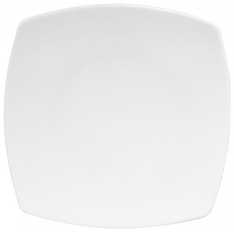 Set of 12 durable square porcelain plates, 210mm with a smooth white finish, perfect for elegant dining and special occasions.