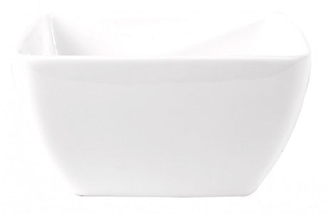 Set of 6 elegant square salad bowls in pristine white porcelain, 125mm, scratch and chip resistant for versatile dining.