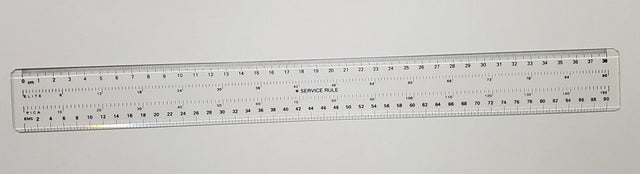 SERVICE RULE 38CM design ruler features 38cm length, EMS, PICA, and ELITE divisions for precise measurements in creative projects.