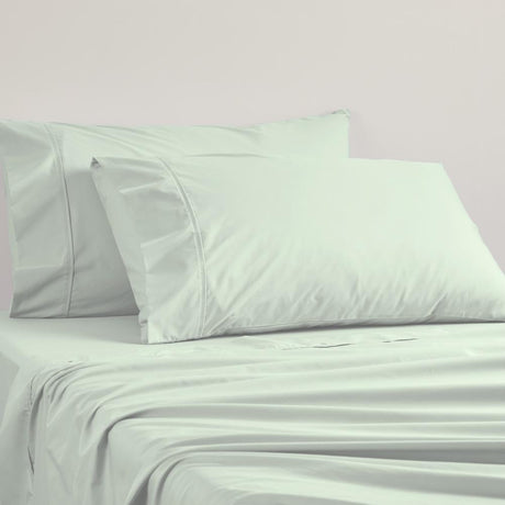 Sage green Euro pillowcase in 250TC poly/cotton percale, 65cm x 65cm, offering luxury, durability, and easy care.