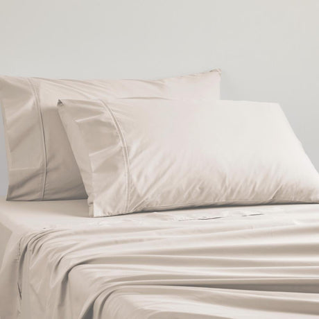 Euro pillowcase in linen color, 250TC poly/cotton percale, 65cm x 65cm, offering soft comfort and a crisp finish.