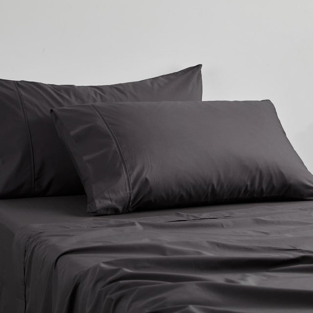 Euro pillowcase in asphalt, 250TC poly/cotton percale, 65cm x 65cm, offering soft comfort and modern style for any decor.