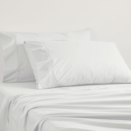 Logan and Mason silver 250TC Poly/Cotton sheet set for Californian King, featuring crisp percale weave and elegant detailing.