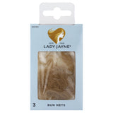 Lady Jayne Blonde Bun Nets in a 3-pack, designed for secure, elegant hair management with a superfine blend for blonde hair.