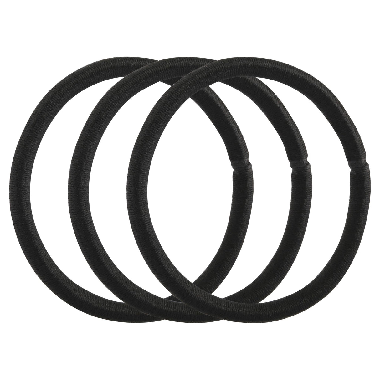 Black snagless thick elastics in pack of 10, ideal for secure styling of long, thick hair without tangles.