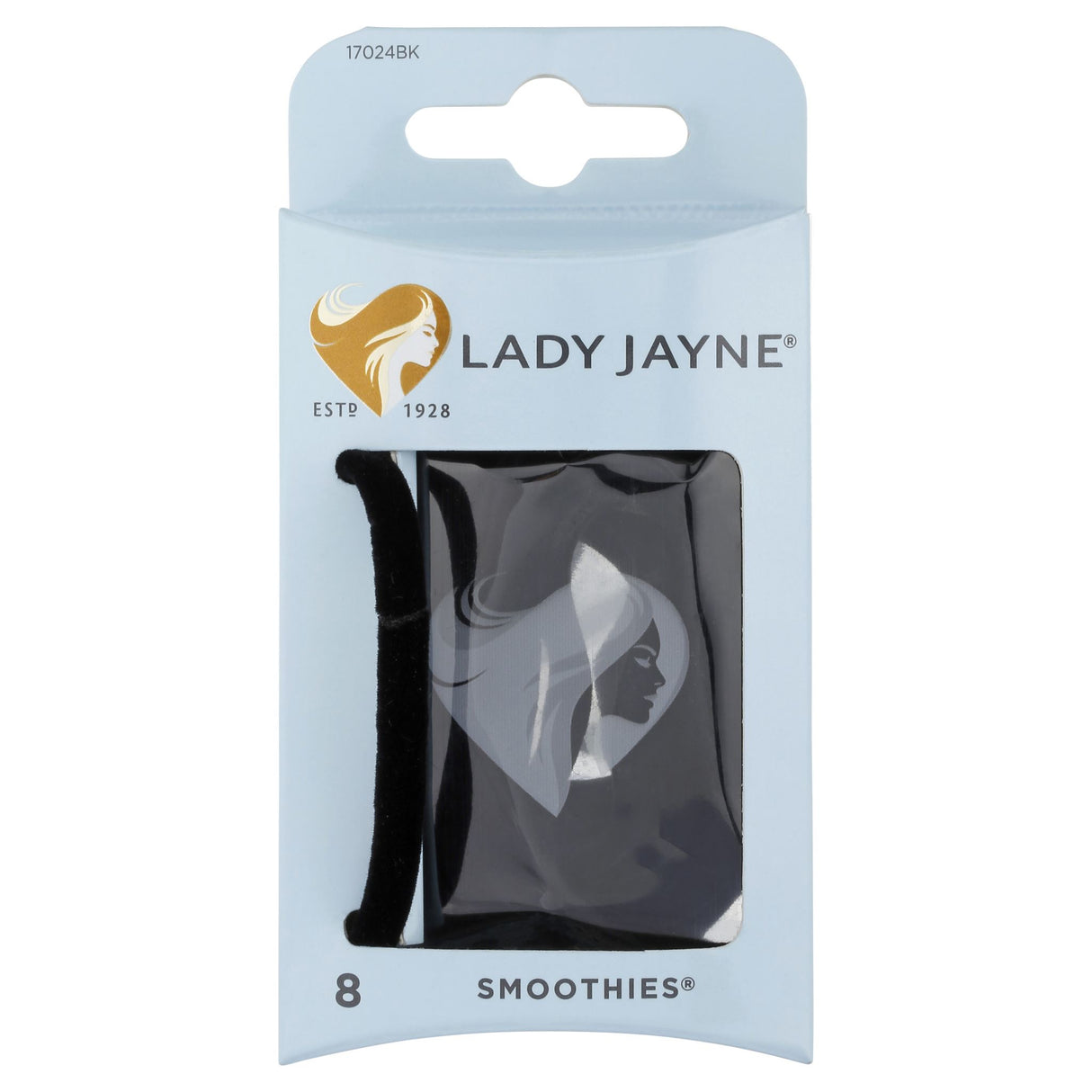 Lady Jayne Smoothies black velvet hair elastics designed for snag-free styling of thick, curly, or long hair.