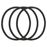 Black snagless elastics designed for fine hair, providing a secure hold without damage; 18 pieces for everyday styling.