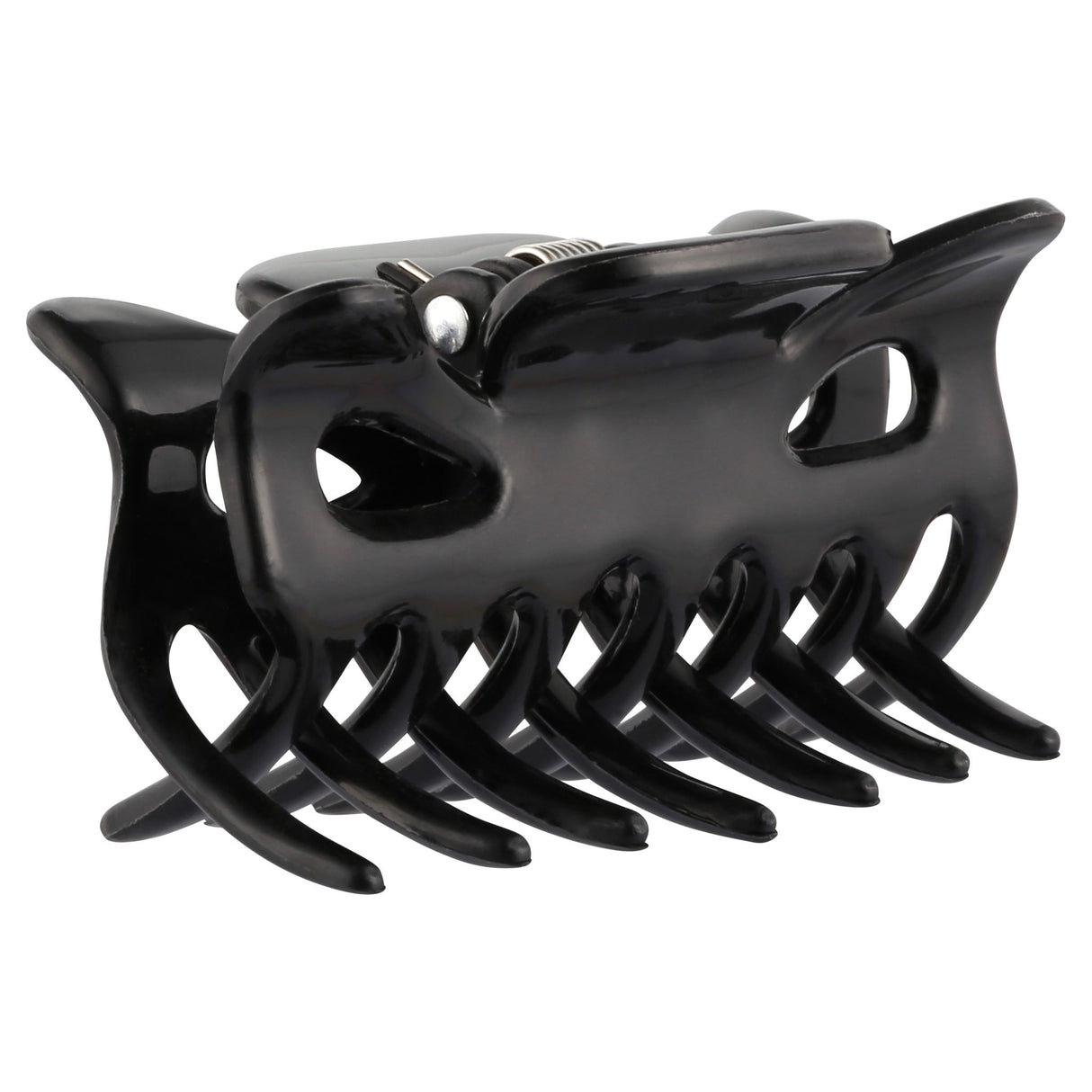 Medium black claw grip for secure hair styling, ideal for updos and casual looks with a sleek, durable design.