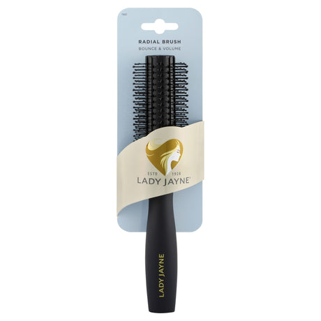 Lady Jayne Medium Radial Brush with plastic bristles for effortless detangling and styling of short to medium-length hair.