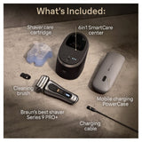 Braun Series 9 Pro+ electric shaver with SmartCare Center and PowerCase for precision grooming, wet/dry use, and travel convenience.