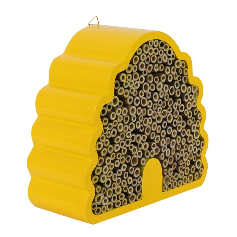 Beehive-shaped bee house for solitary bees; eco-friendly, sustainably sourced, and perfect for enhancing garden biodiversity.