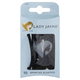 Black super hold thick hair elastics with no-slip grip, perfect for thick hair and active lifestyles, pack of 10.