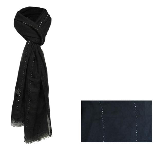 Sparkle Line Black Scarf in luxurious polyester, featuring shimmering accents and versatile styling options, 72 cm x 185 cm.