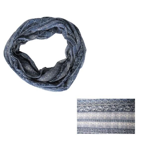 Elegant paisley snood crafted from soft polyester, measuring 50 cm x 85 cm, perfect for stylish layering and warmth.