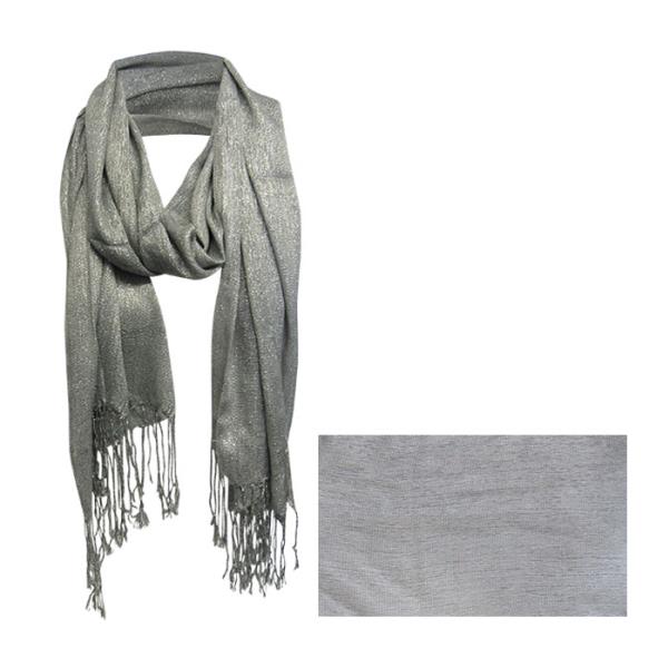 Shimmer Silver Wrap scarf in lightweight synthetic cotton, perfect for versatile styling and elegant layering.