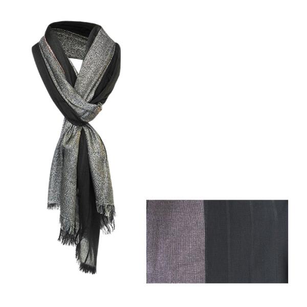 Stylish black and silver shine scarf, crafted from synthetic cotton, perfect for versatile, elegant looks year-round.