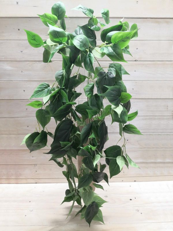 Lifelike large artificial hanging philodendron bush adds vibrant greenery to any space, perfect for modern home decor.