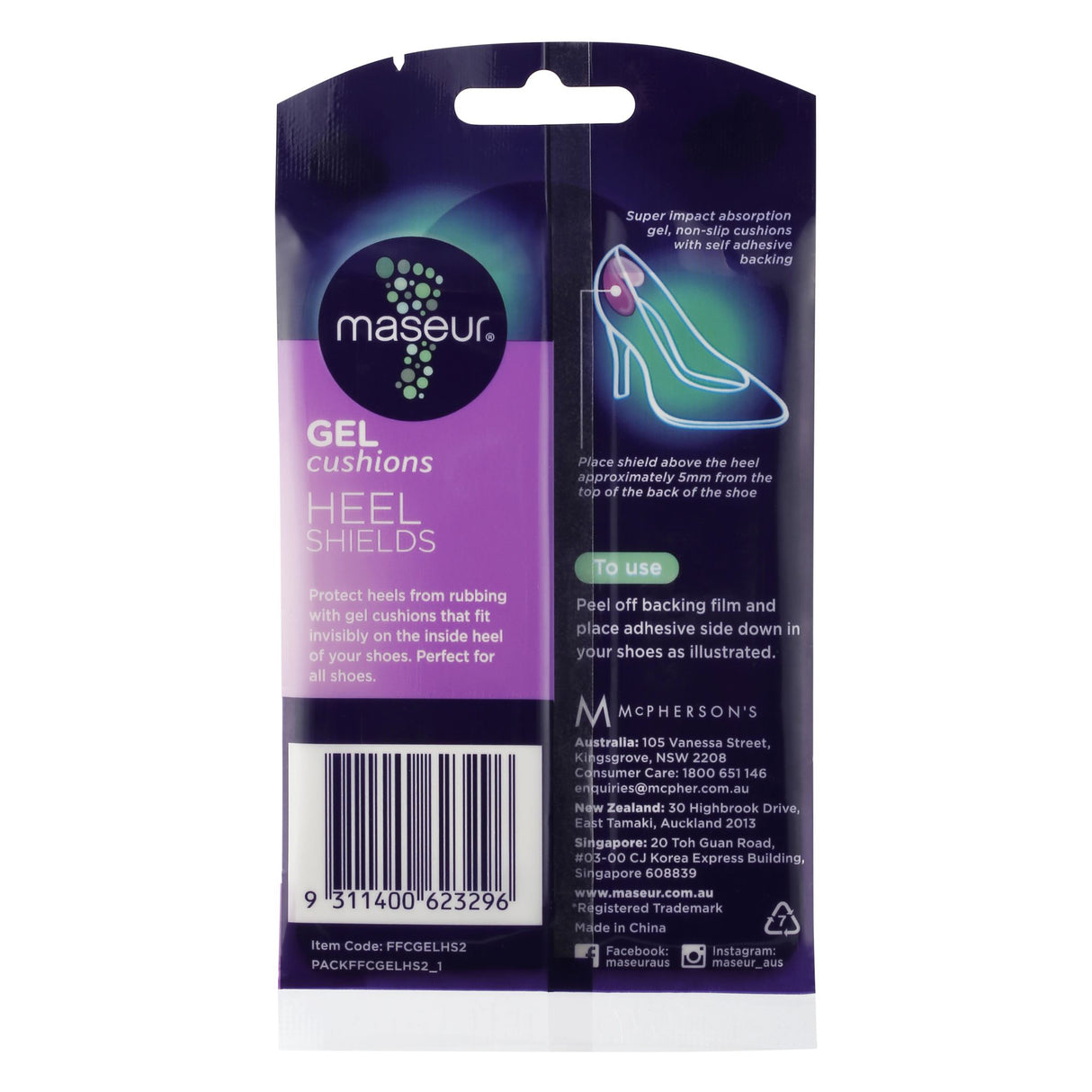 Footcare Heel Shields Gel Cushions provide comfort and protection for heels, adaptable to any shoe type, with a non-slip design.