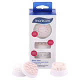 Three pack of Manicare Sonic Mini® facial cleanser replacement brush heads for gentle, exfoliating, and massage cleansing.