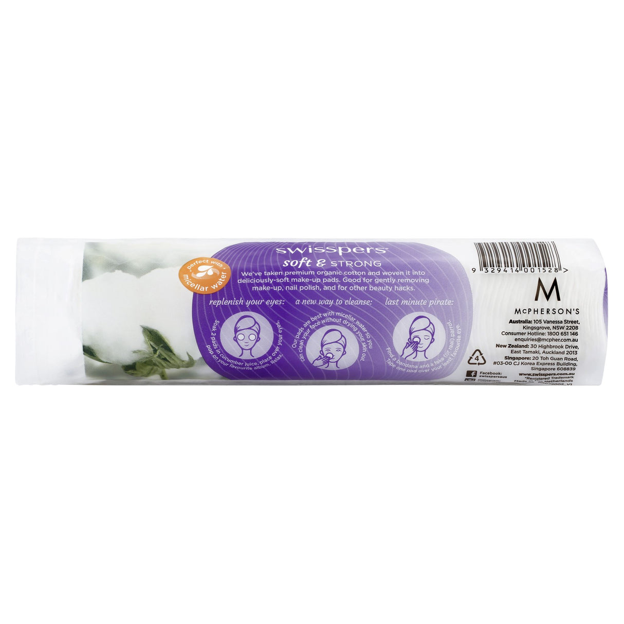 Organic cotton makeup pads in an 80-pack, soft and absorbent for gentle makeup removal and skincare application.