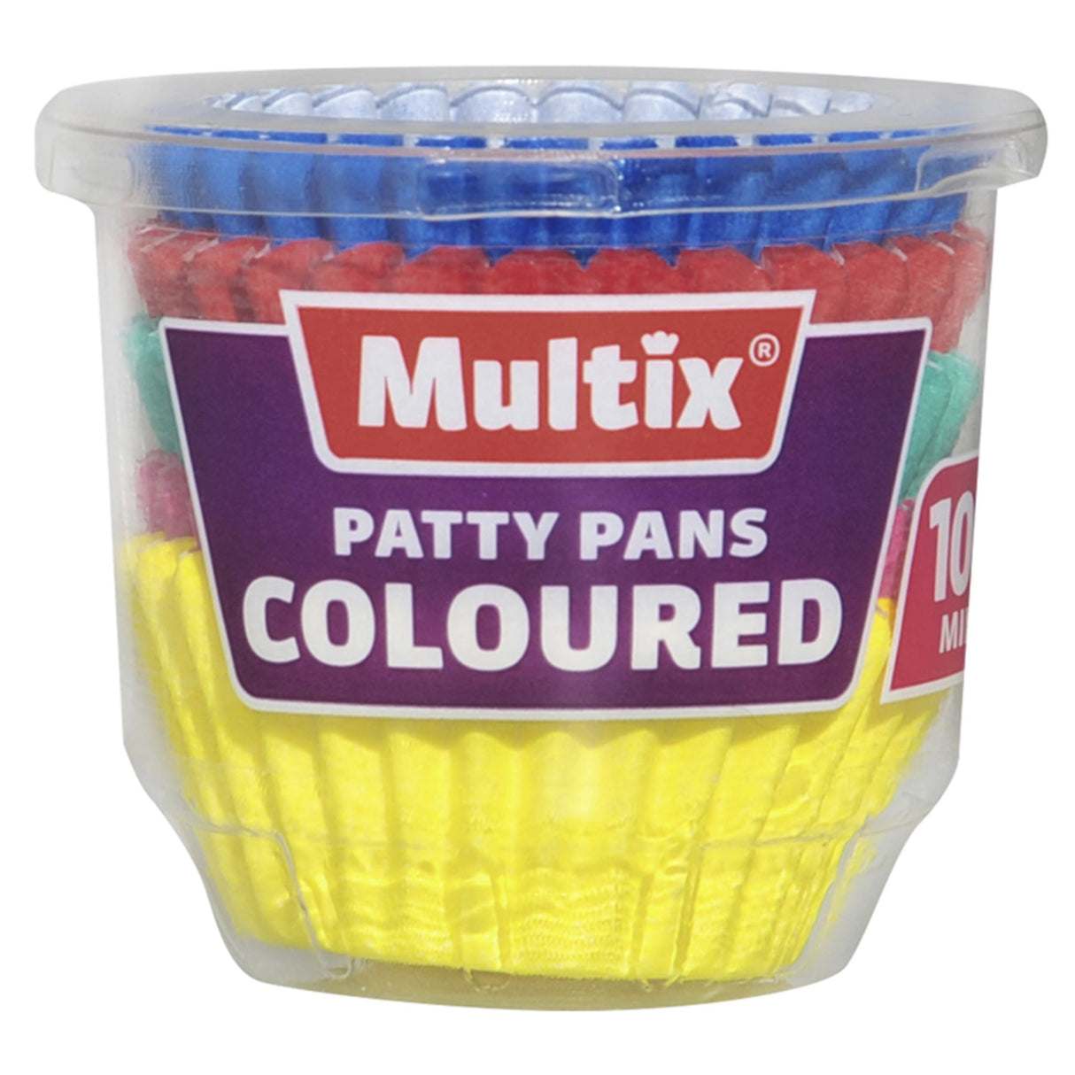 Colorful pack of 100 mini fluted patty pans for hassle-free baking of cupcakes, muffins, and savory treats.