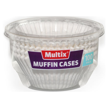 Pack of 100 large fluted muffin cases for easy, mess-free baking of cupcakes, small cakes, and treats.