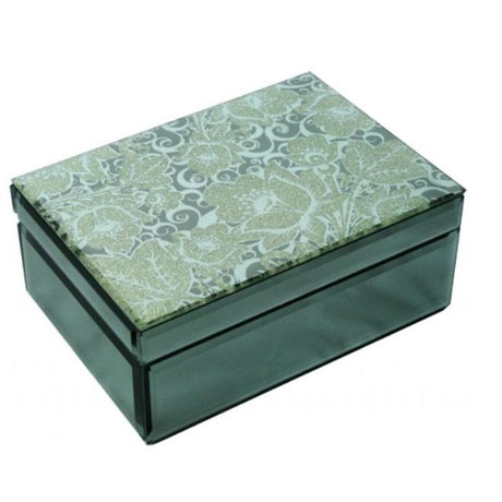 Elegant glass mirror jewellery box with three compartments and plush felt lining for organized, safe storage.