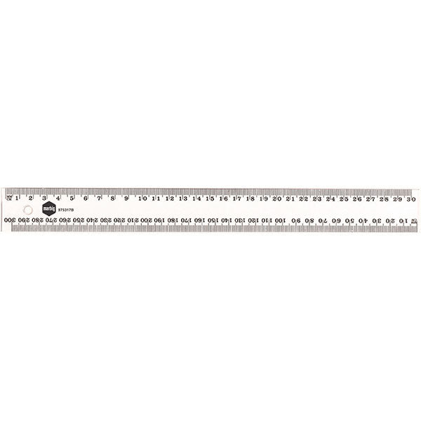 Pack of 24 Marbig 40cm clear plastic rulers, durable and lightweight, ideal for precise measurements in school and office.