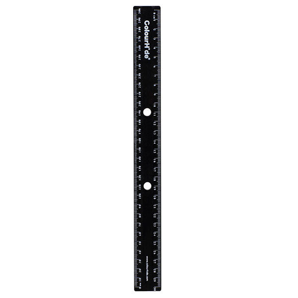 Pack of 24 Colourhide 30cm black rulers with metric markings, designed to fit inside binders for easy access and organization.